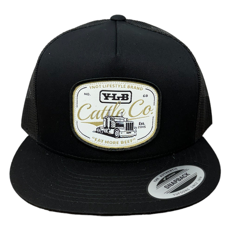 YNOT Lifestyle Brand Hat and Apparel - Quality Farmer & Rancher Hats - Black Gearjammer Patch