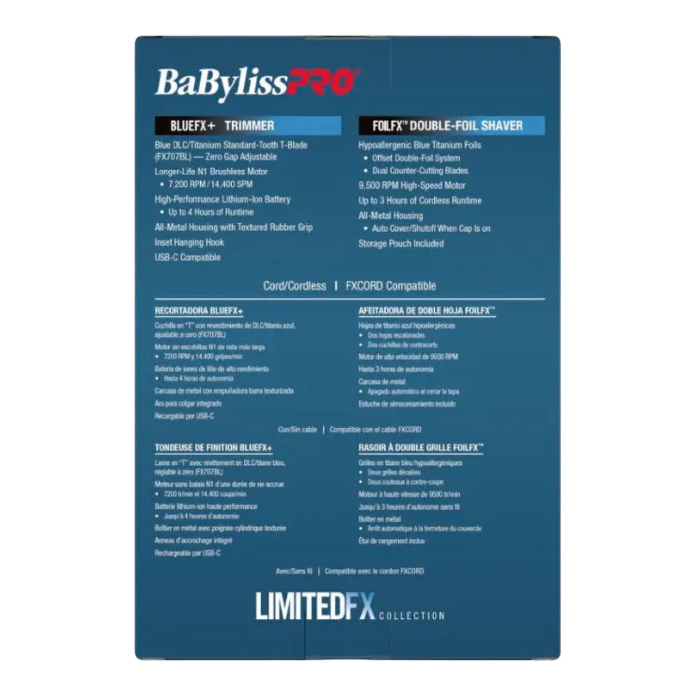 BabylissPro Hair Trimmers and Shaver BaBylissPRO LimitedFX Black & Blue Trimmer & Double-Foil Shaver Combo #FXDUOFS2TBL