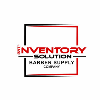 Logo of Inventory Solution Barber Supply Company with a red and black design on a white background