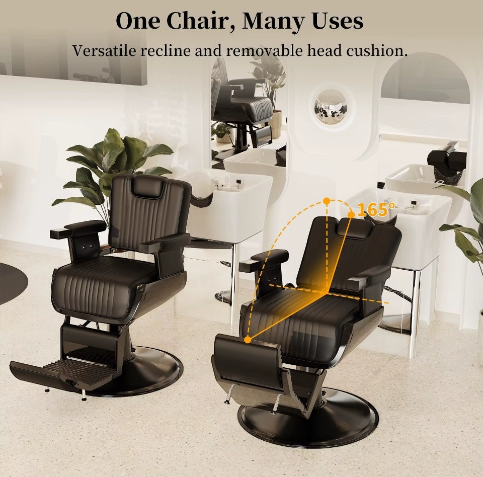 All Black Stainless Steel Barber Chair