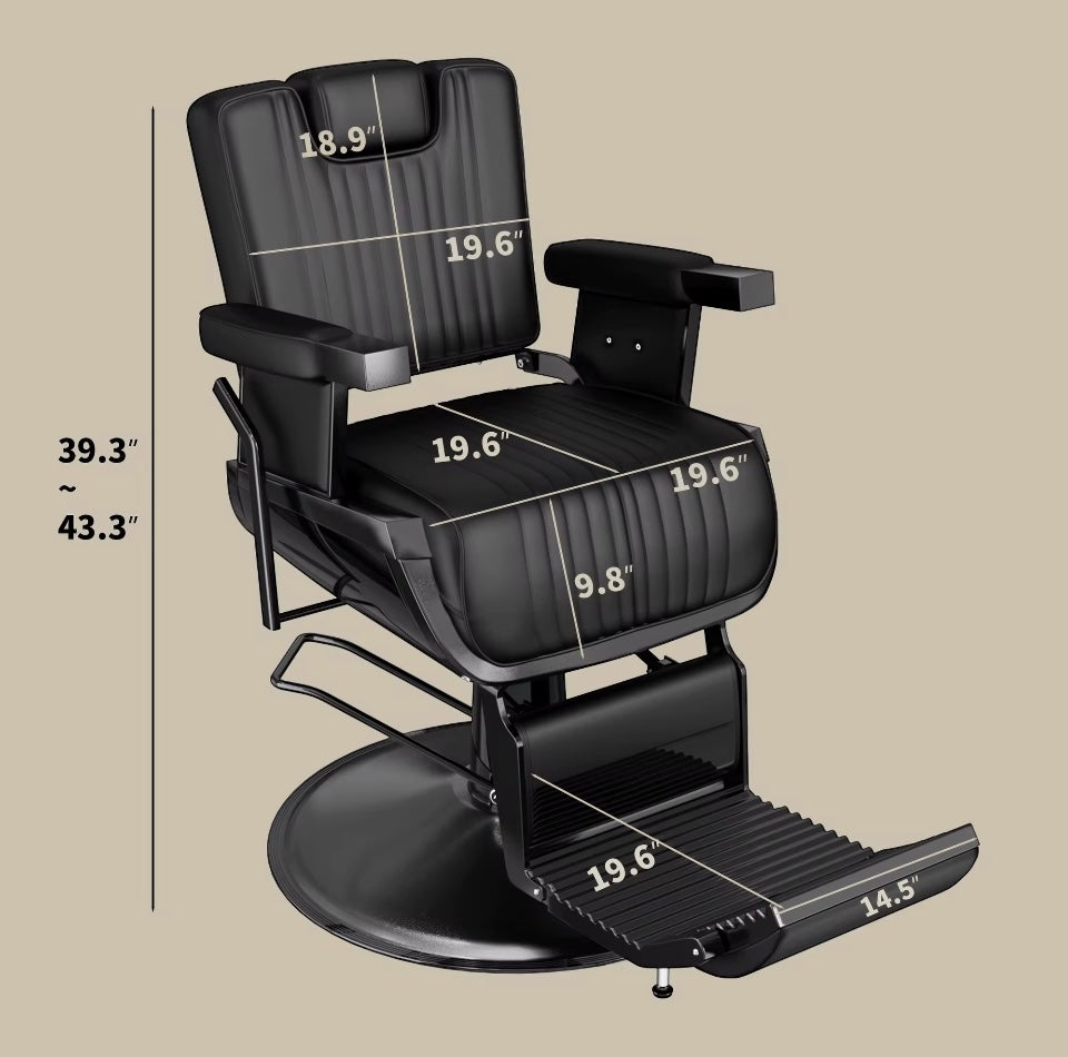 All Black Stainless Steel Barber Chair