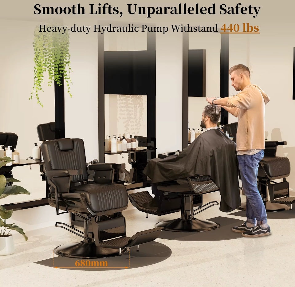 All Black Stainless Steel Barber Chair