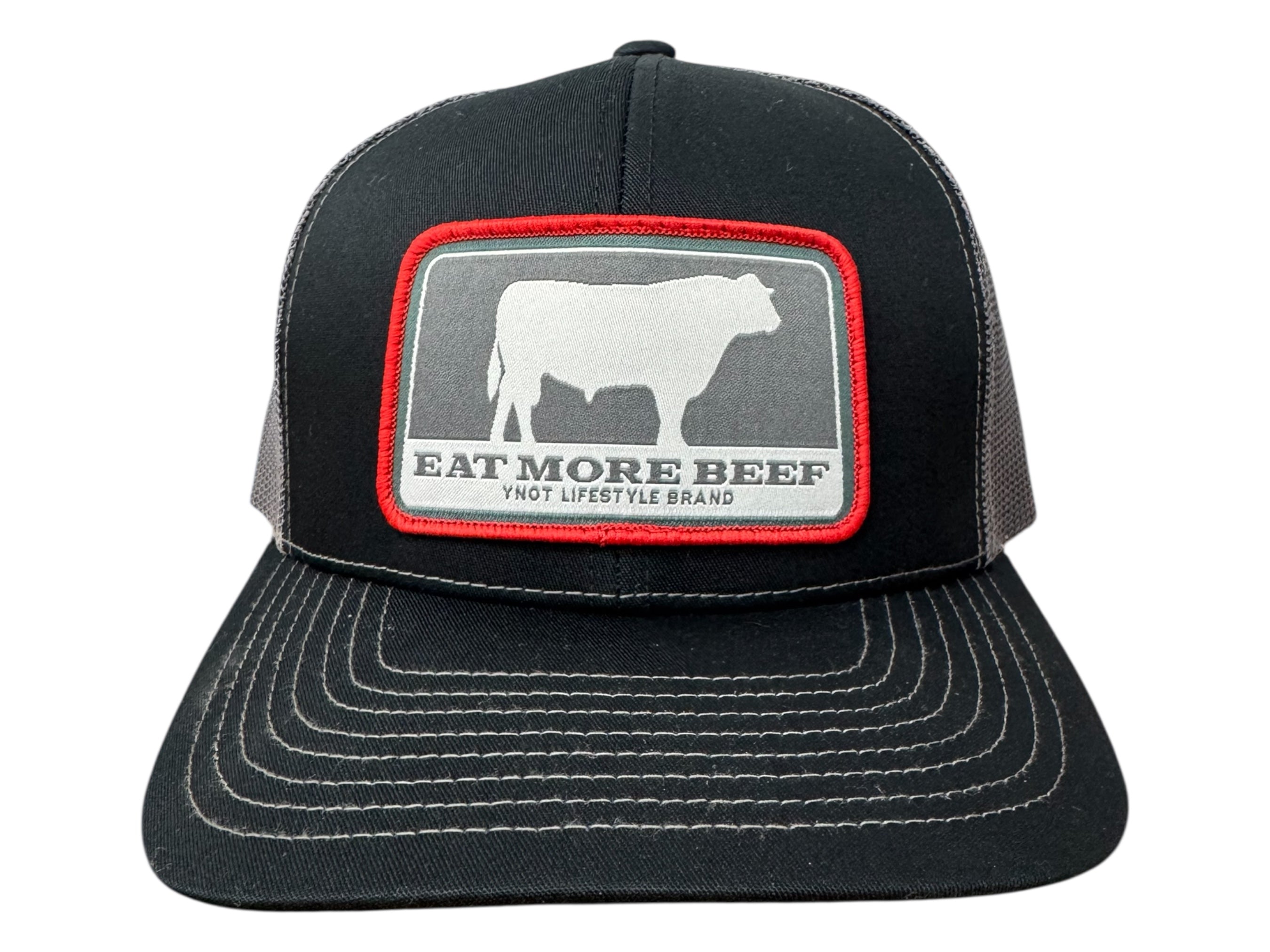 YNOT Lifestyle Brand Hat and Apparel - Quality Farmer & Rancher Hats - Western Wear - Patch YNOT Eat More Beef