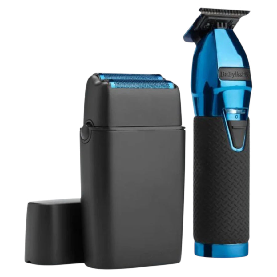 BaBylissPRO LimitedFX Black & Blue Trimmer & Double-Foil Shaver Combo #FXDUOFS2TBL