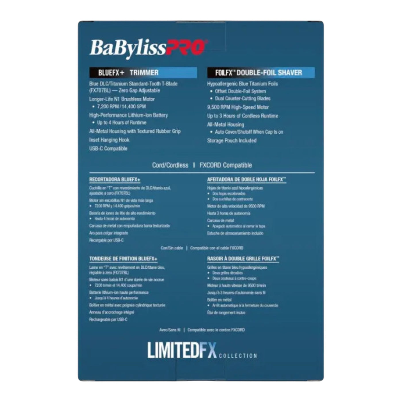 BaBylissPRO LimitedFX Black & Blue Trimmer & Double-Foil Shaver Combo #FXDUOFS2TBL