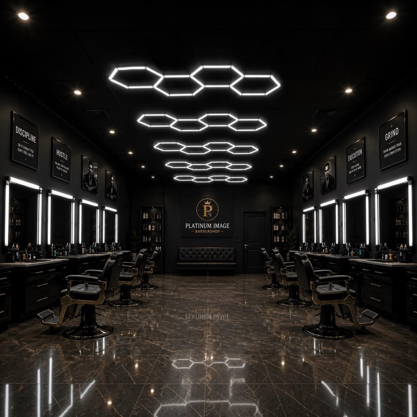 Inventory Solution Barber Supply Company LED Hexagon Lighting Professional LED Hexagon Barber Shop Lights -11-Hexagon LED Lighting System - Honeycomb Ceiling Lighting
