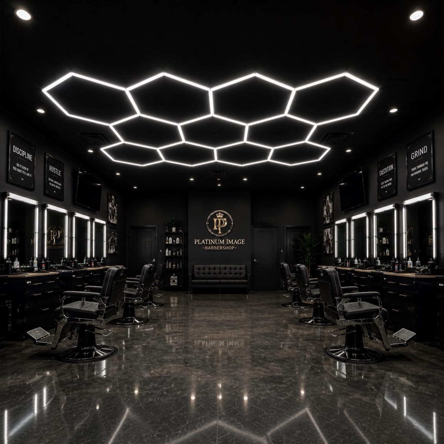 Inventory Solution Barber Supply Company LED Hexagon Lighting Professional LED Hexagon Barber Shop Lights -11-Hexagon LED Lighting System - Honeycomb Ceiling Lighting