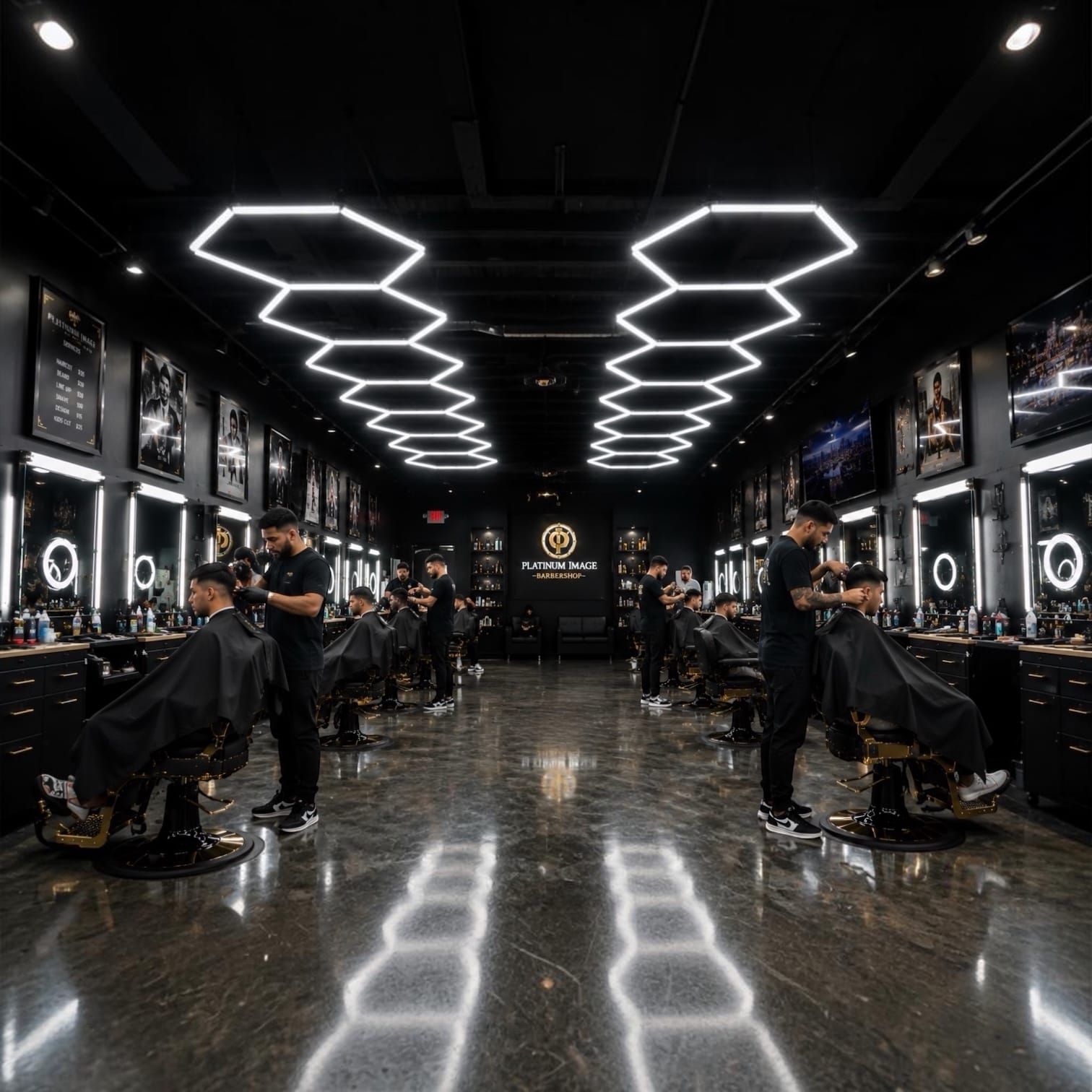 Inventory Solution Barber Supply Company LED Hexagon Lighting Professional LED Hexagon Barber Shop Lights - 5-Hexagon LED Lighting System - Honeycomb Ceiling Lighting