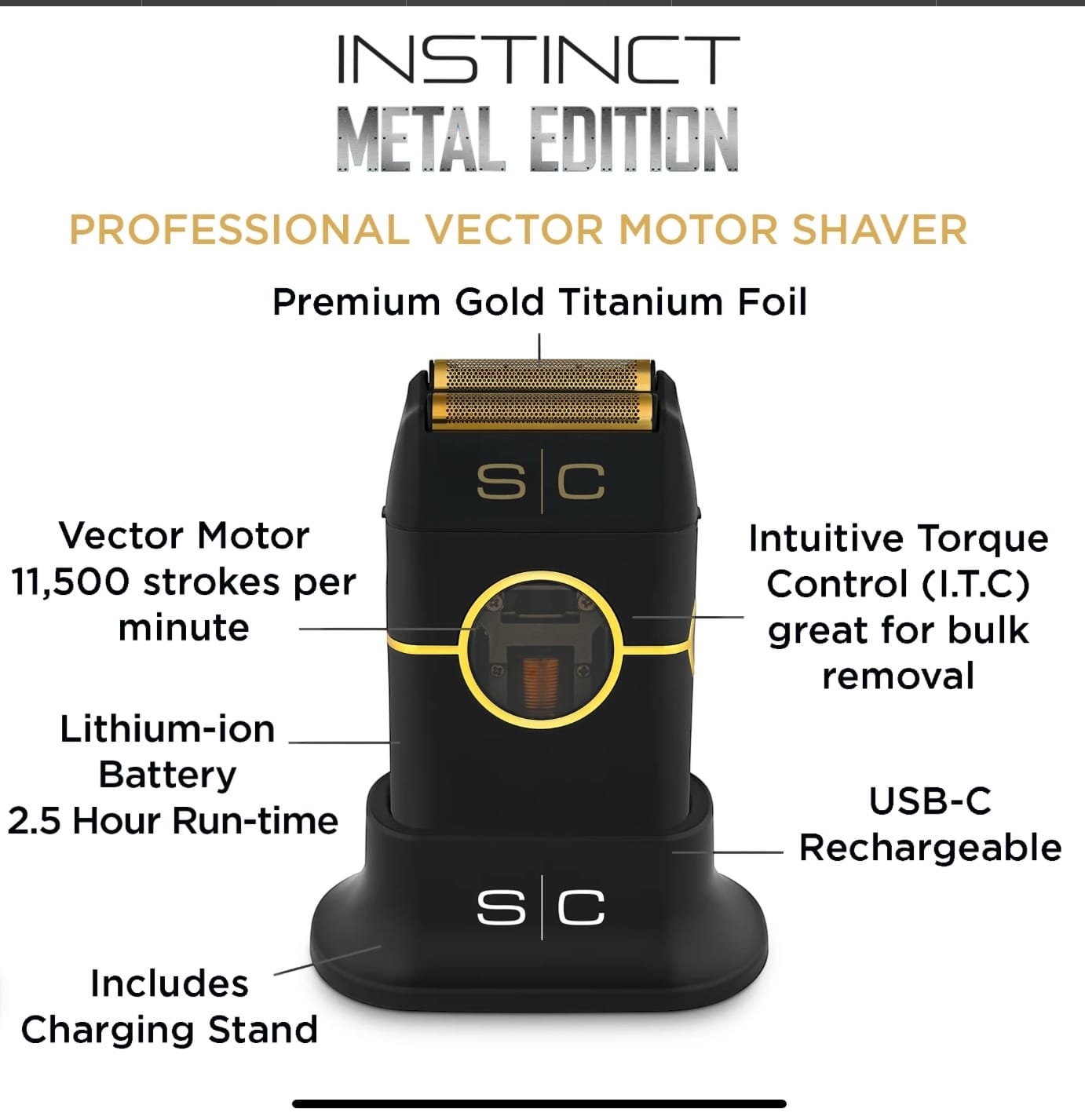 Stylecraft Shavers StyleCraft Instinct Metal Foil Shaver – Professional Close Shave Tool