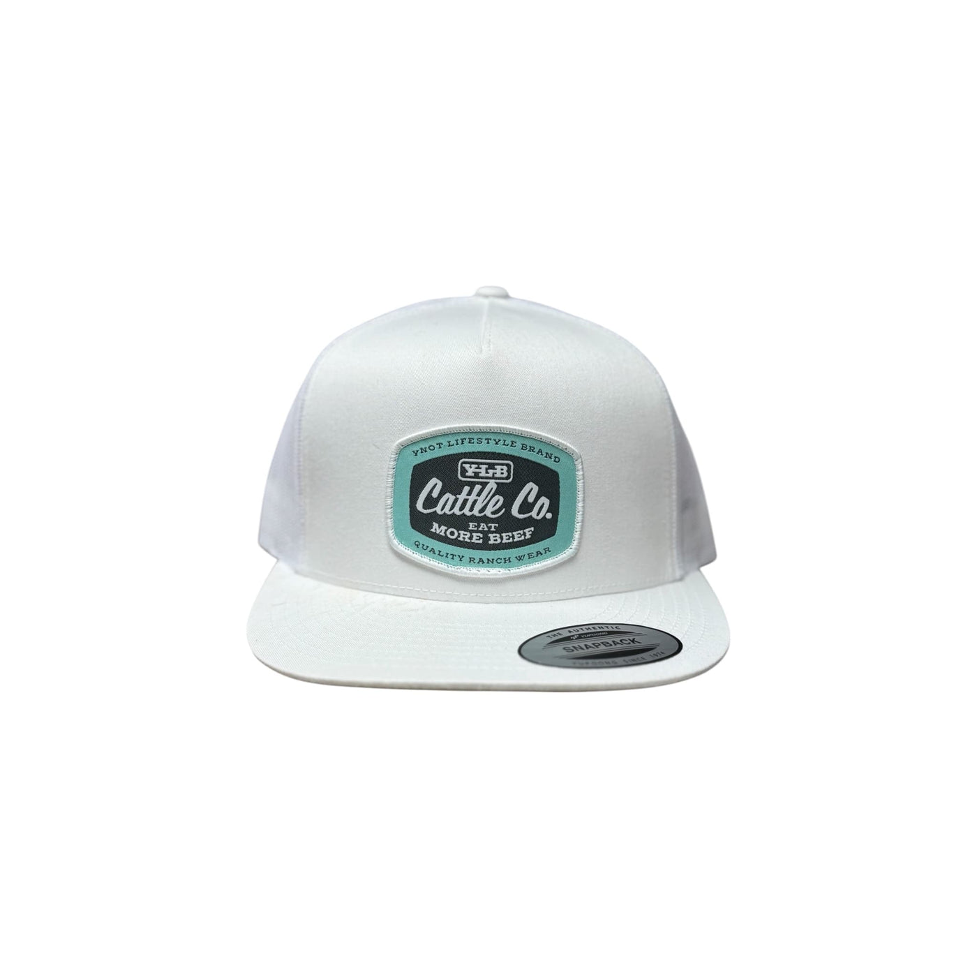 YNOT Lifestyle Brand YNOT Lifestyle Brand YNOT Lifestyle Brand Hat and Apparel - Quality Farmer & Rancher Hats - Western Wear - White Cattle CO Eat More Beef Patch