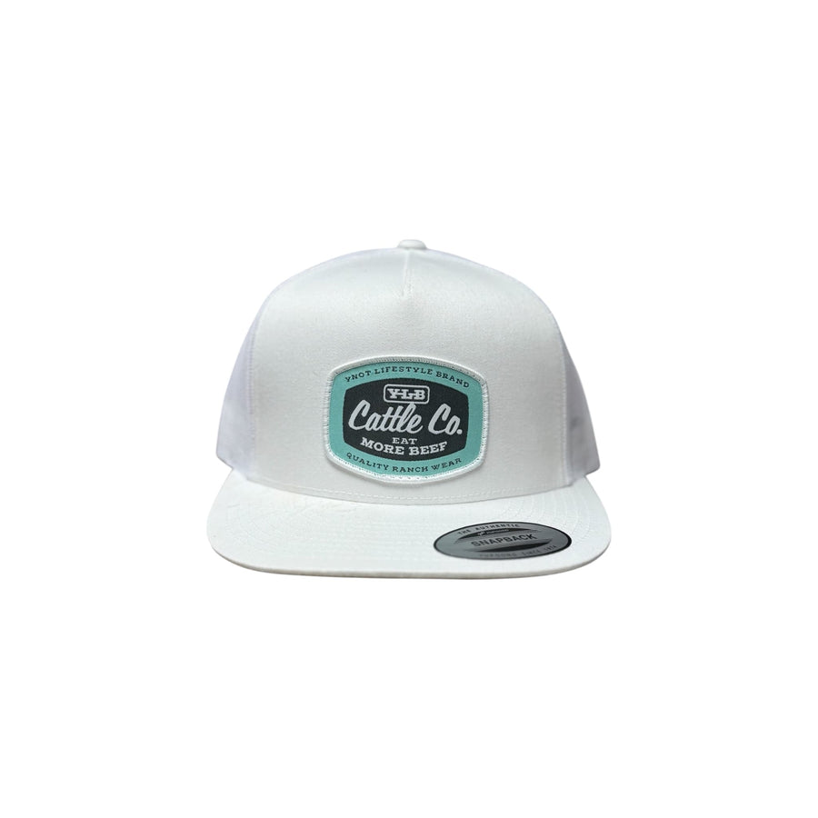 YNOT Lifestyle Brand YNOT Lifestyle Brand YNOT Lifestyle Brand Hat and Apparel - Quality Farmer & Rancher Hats - Western Wear - White Cattle CO Eat More Beef Patch