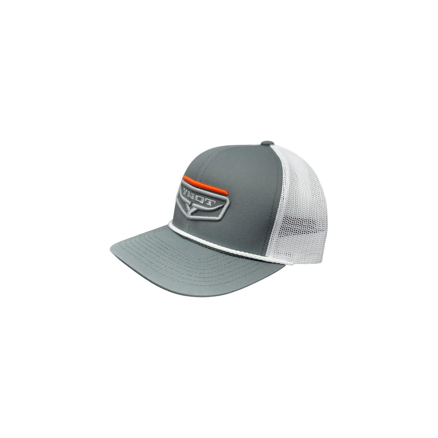 Inventory Solution Barber Supply Company YNOT Lifestyle Brand YNOT Lifestyle Brand Hat and Apparel - Quality Farmer & Rancher Hats - Western Wear - YNOT logo Gray and White  with Orange bar