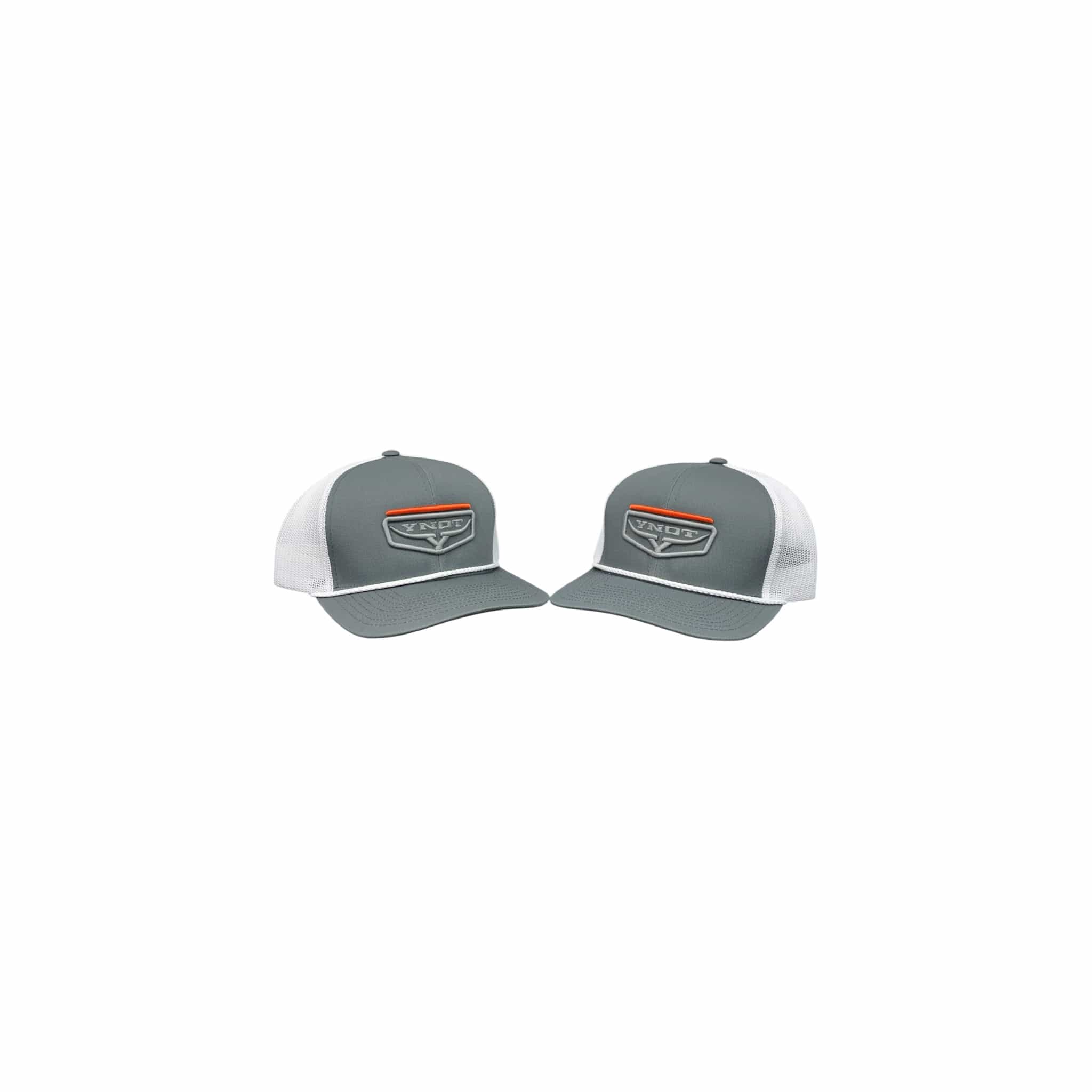 Inventory Solution Barber Supply Company YNOT Lifestyle Brand YNOT Lifestyle Brand Hat and Apparel - Quality Farmer & Rancher Hats - Western Wear - YNOT logo Gray and White  with Orange bar