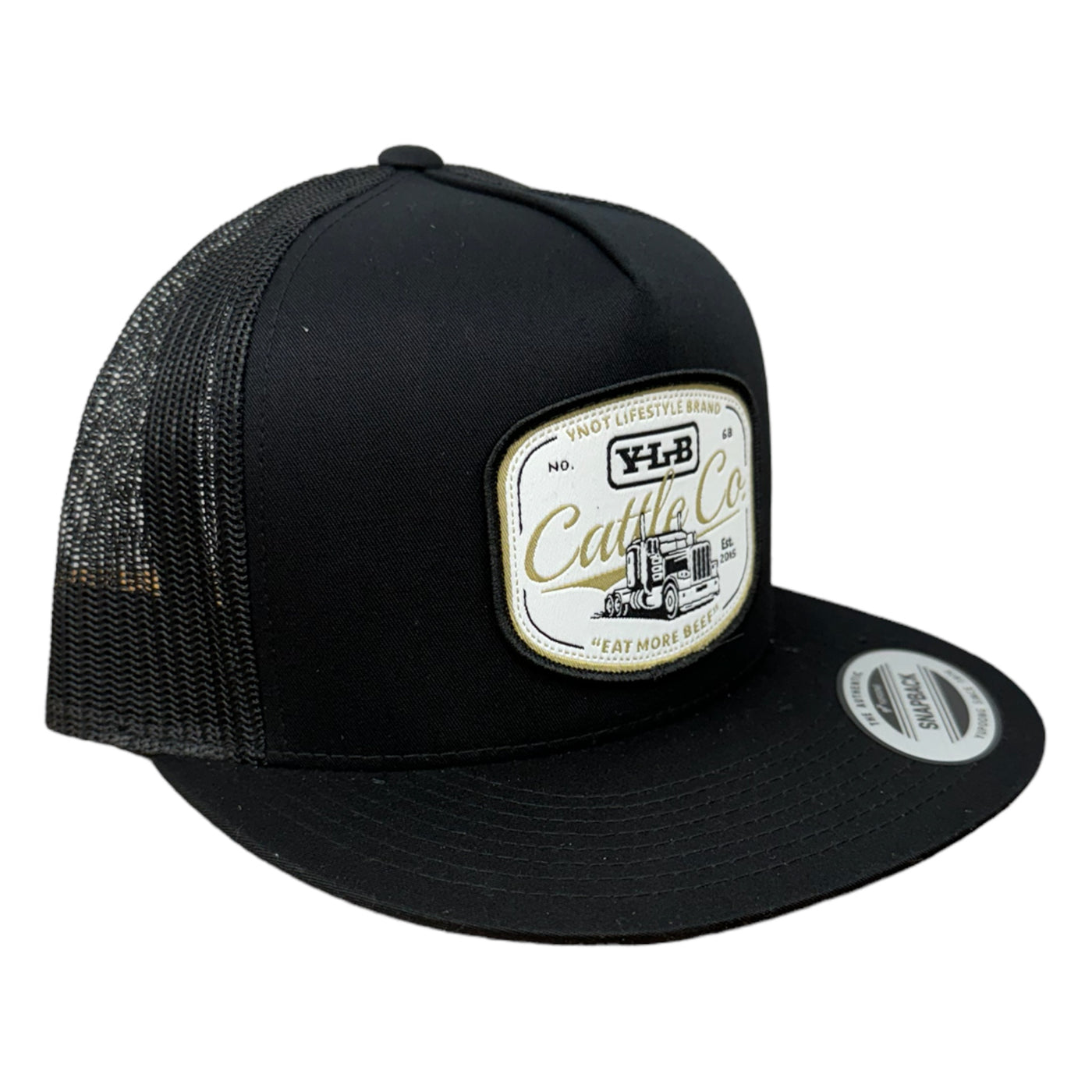 YNOT Lifestyle Brand Hat and Apparel - Quality Farmer & Rancher Hats - Black Gearjammer Patch