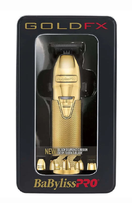 BaByliss PRO Gold FX Metal Outlining Cordless Trimmer w/ Black Diamond Carbon Deep-Tooth Blade (FX787GDB